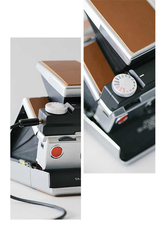 Polaroid SX-70 with time machine design for manual control