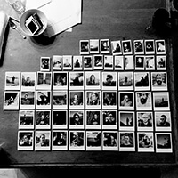 Knolling pictures taken by Vintage Polaroid Camera SX-70 Model 1