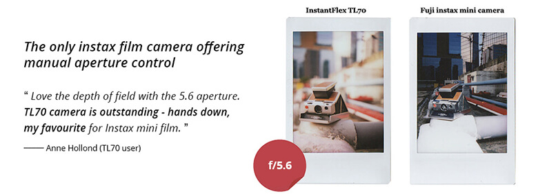 InstantFlex TL70 camera offers manual aperture control